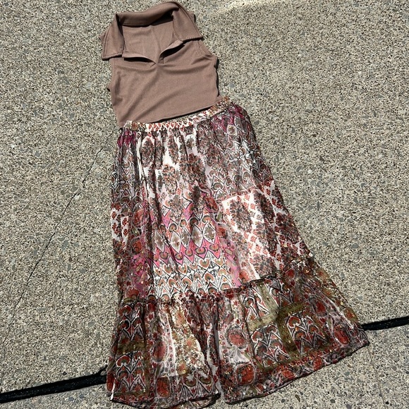 RD Koko Midi Boho Brown Skirt Set - Picture 2 of 4